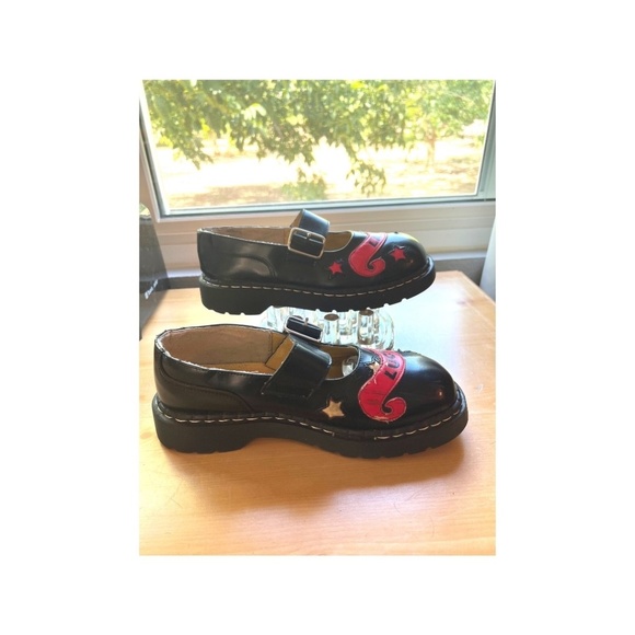 y2k TUK Anarchic Mary Janes Lady Luck Black Red Creep  Dated 2002 on Soles - Picture 3 of 3